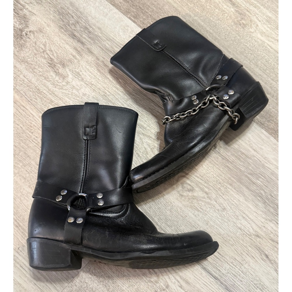 Durango Kids‎ Black Leather Motorcycle Boots with Chain Detail Size 3D